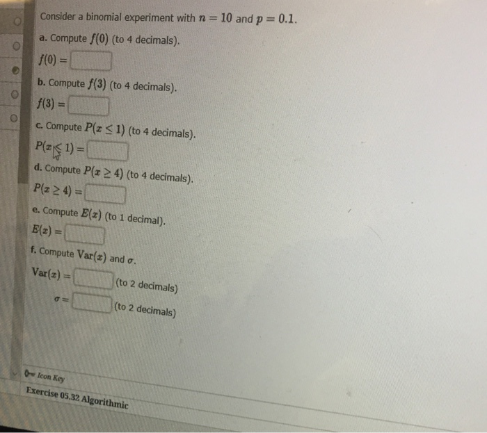 Solved Consider A Binomial Experiment With N = 10 And P = | Chegg.com