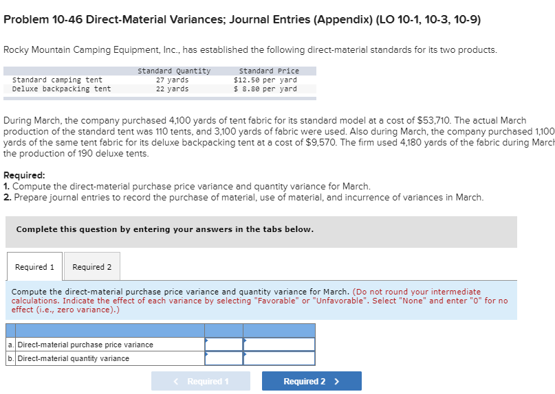 Solved Problem 10-46 Direct-Material Variances; Journal | Chegg.com