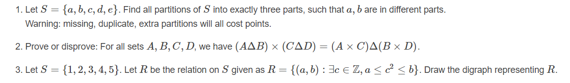 Solved 1. Let S = {a,b,c,d, e}. Find all partitions of S | Chegg.com