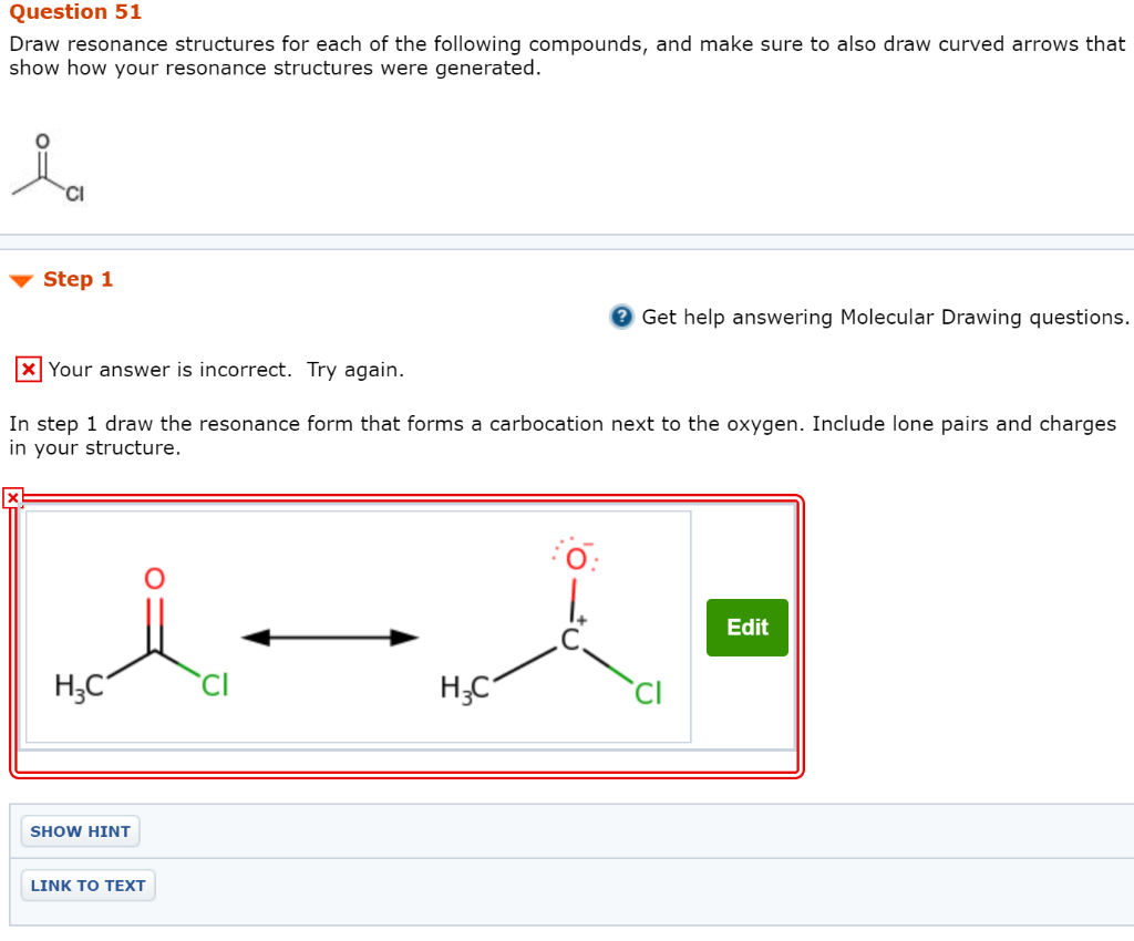 Solved Question 51 Draw resonance structures for each of the | Chegg.com
