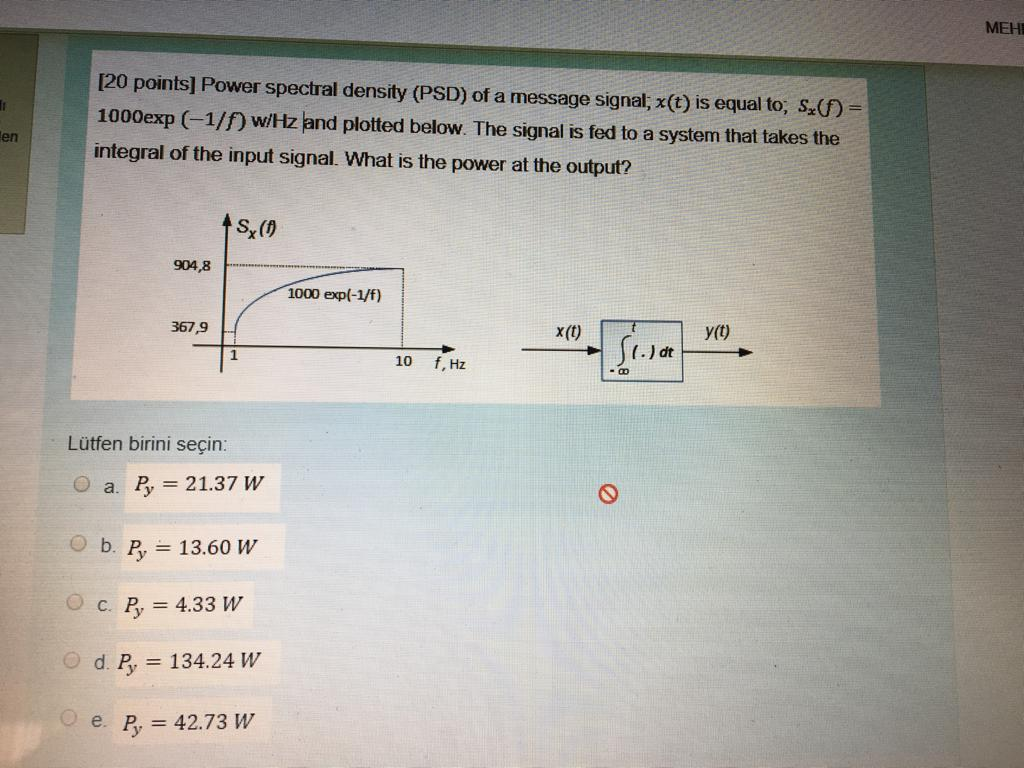 Solved MEHE [20 points] Power spectral density (PSD) of a | Chegg.com