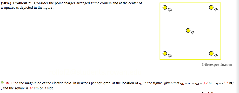 Solved (50%) Problem 2: Consider the point charges arranged | Chegg.com