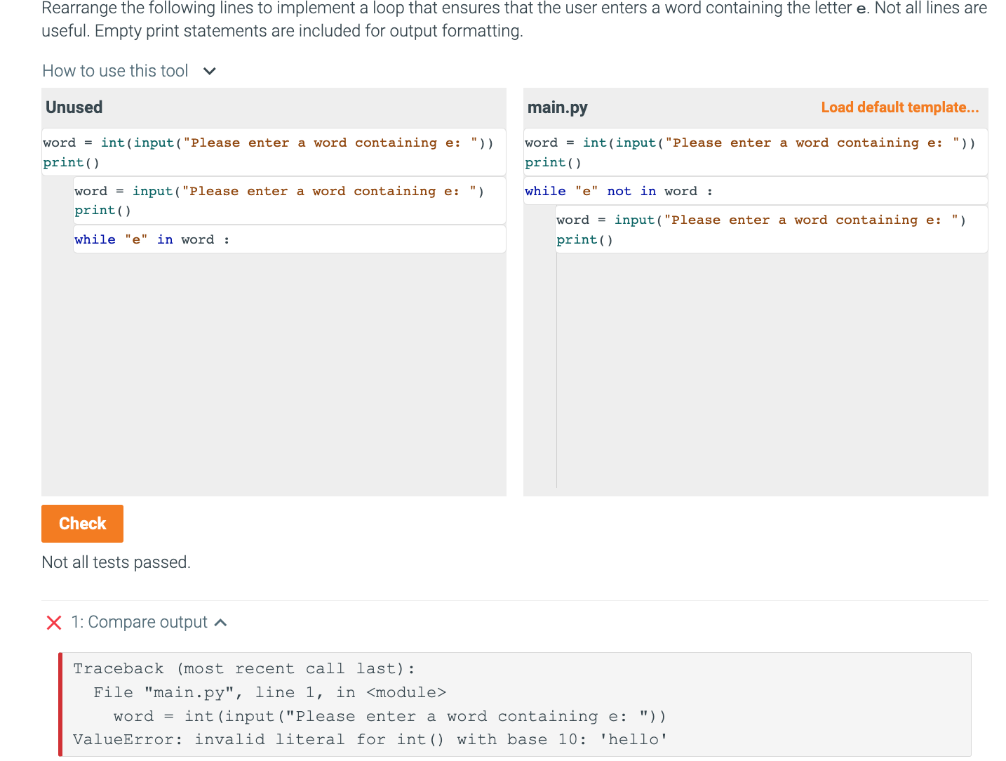 Solved Rearrange the following lines to implement a loop | Chegg.com