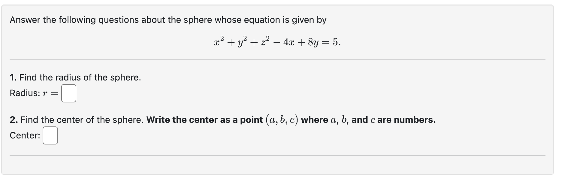 Solved Answer the following questions about the sphere whose