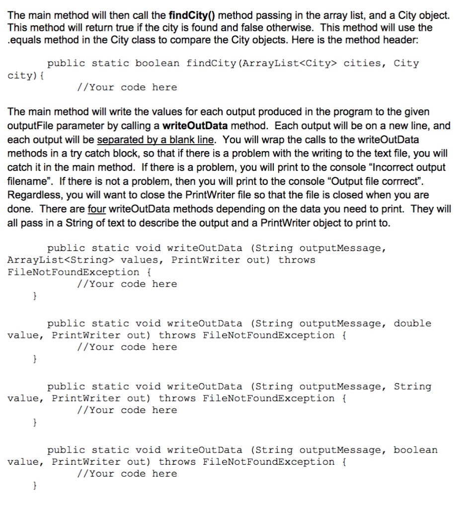Program Name Cityanalysis Java You Will Write A Chegg Com