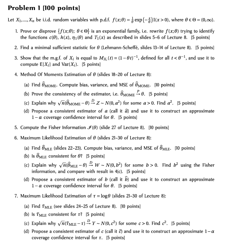 Problem 1 100 Points Let X1 Be I I D R Chegg Com