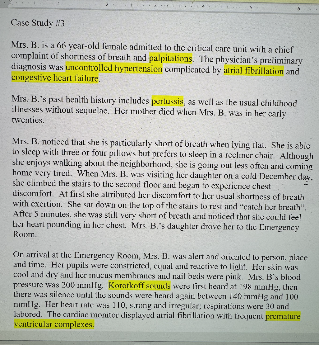 Solved Case Study #3Mrs. ﻿B. ﻿is a 66 ﻿year-old female | Chegg.com