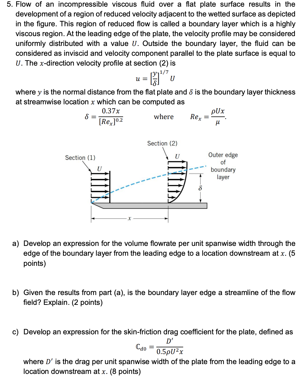 Solved 5. Flow of an incompressible viscous fluid over a | Chegg.com