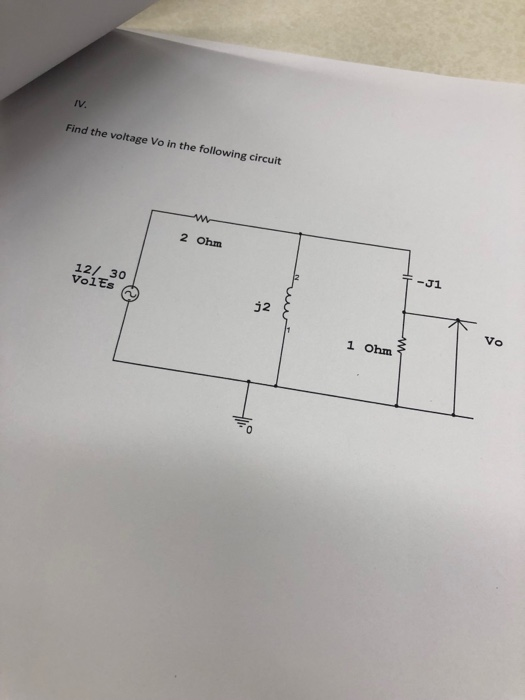 Solved iv Find the voltage Vo in the following circuit 2 Ohm | Chegg.com