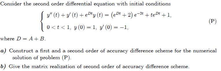 Solved Consider the second order differential equation with | Chegg.com
