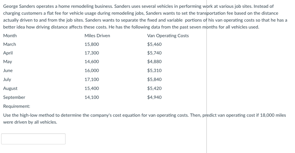 Solved Sanders operates a home remodeling business.