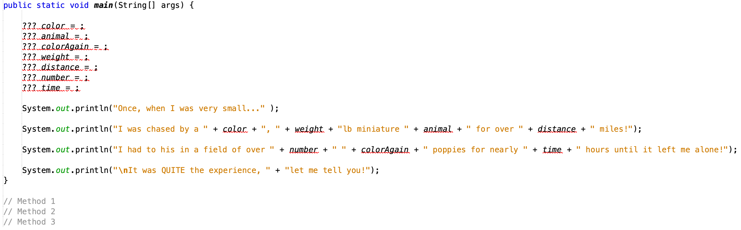 Solved *(Java) I'm looking to add & define 3 methods to | Chegg.com