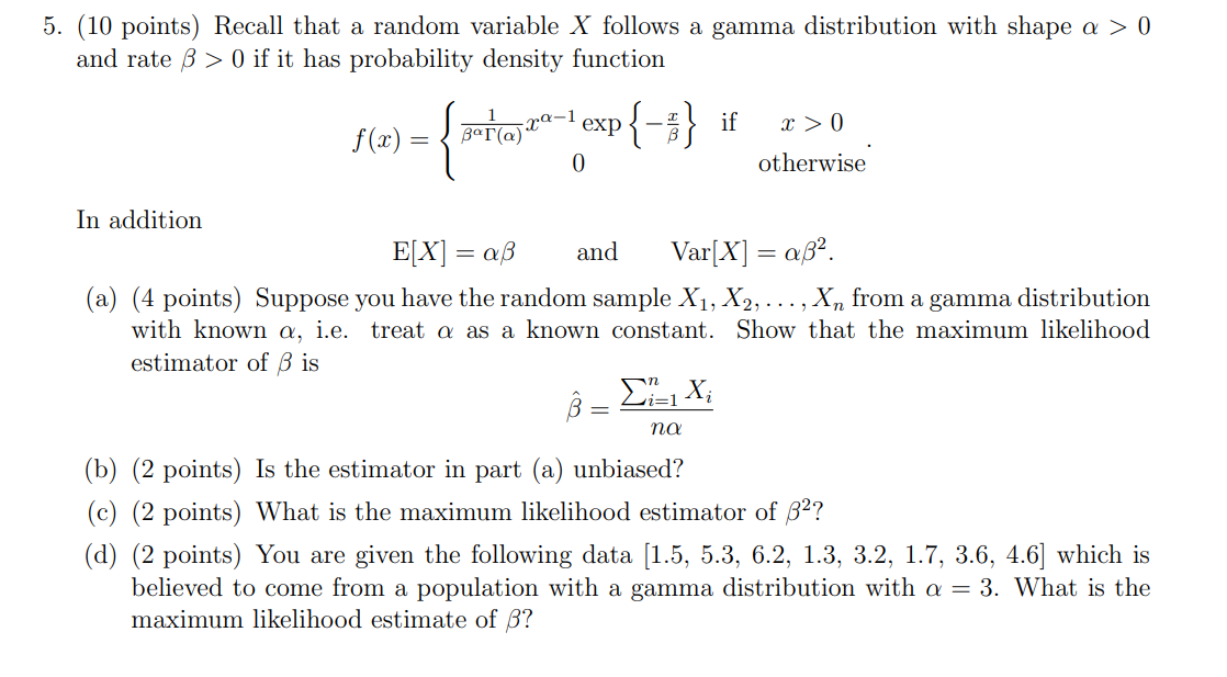 Solved 5. (10 points) Recall that a random variable X | Chegg.com ...