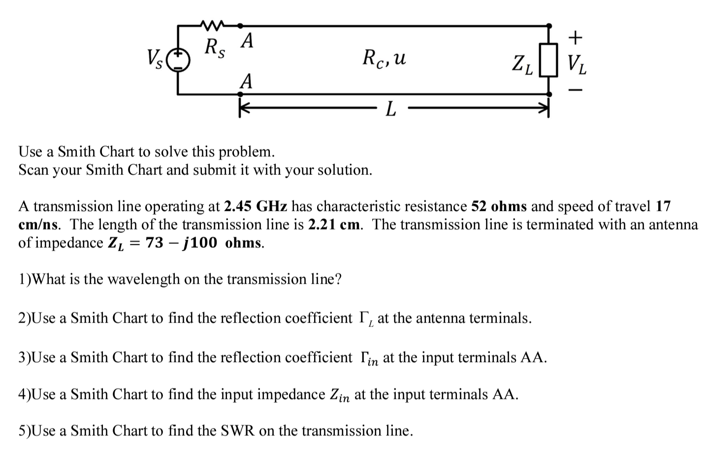 Solved Use a Smith Chart to solve this problem. Scan your | Chegg.com