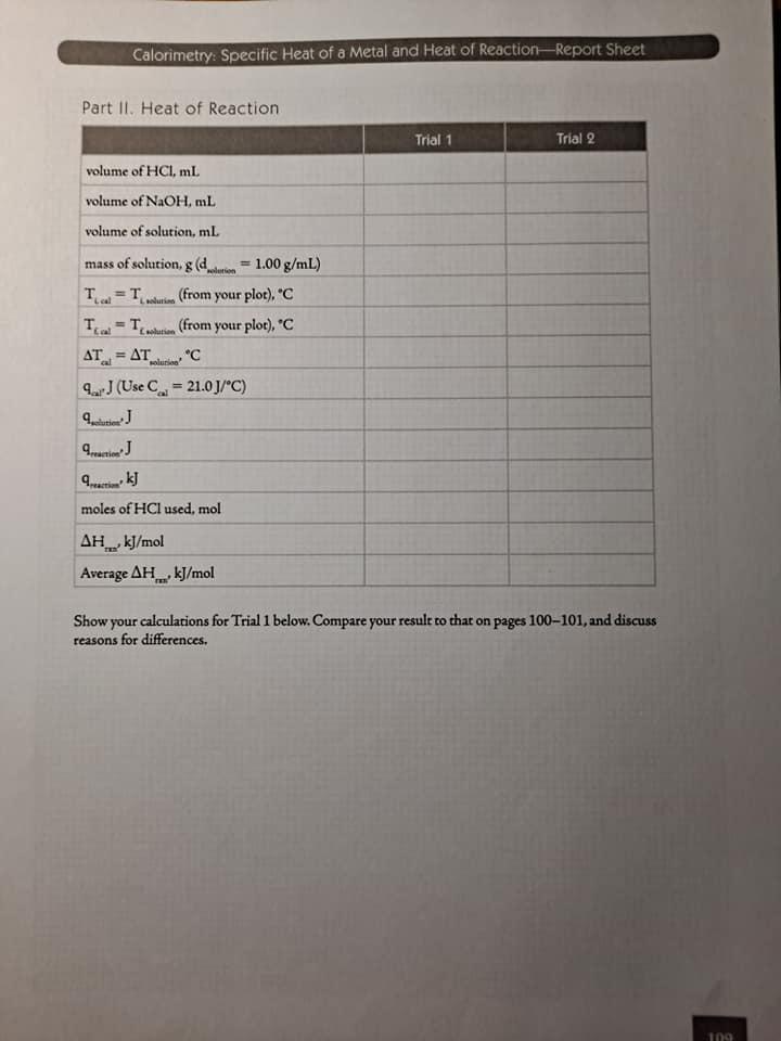Laboratory 9 CALORIMETRY SPECIFIC HEAT OF A METAL
