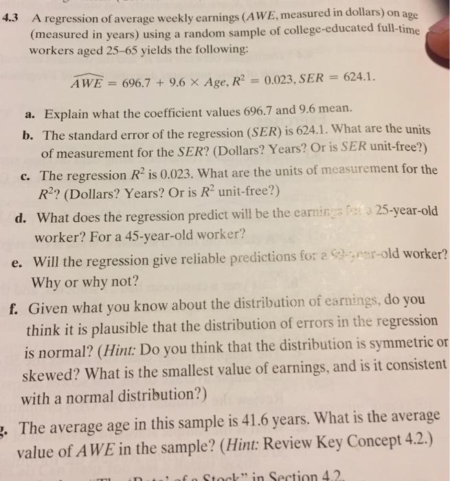 solved-a-regression-of-average-weekly-earnings-awe-chegg
