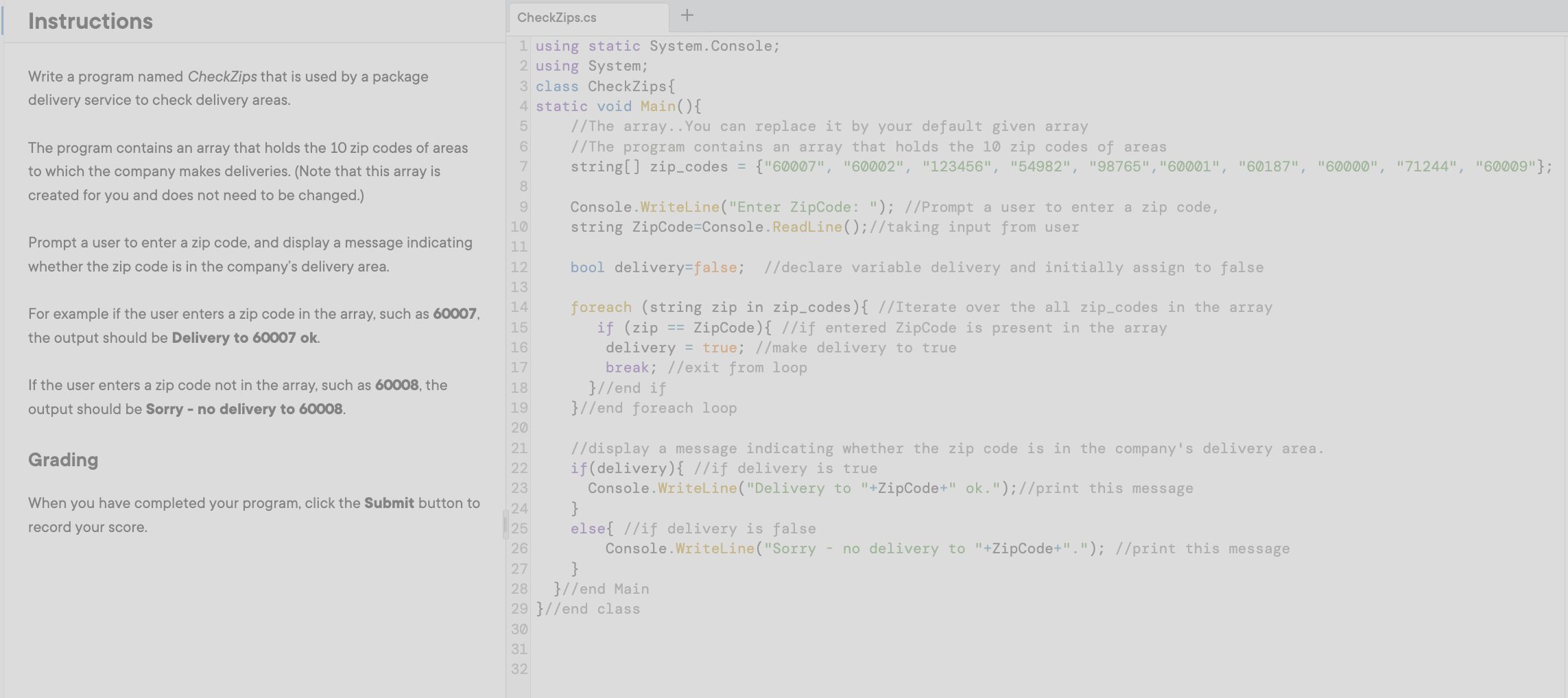 Solved Instructions are below along with the code I wrote, | Chegg.com
