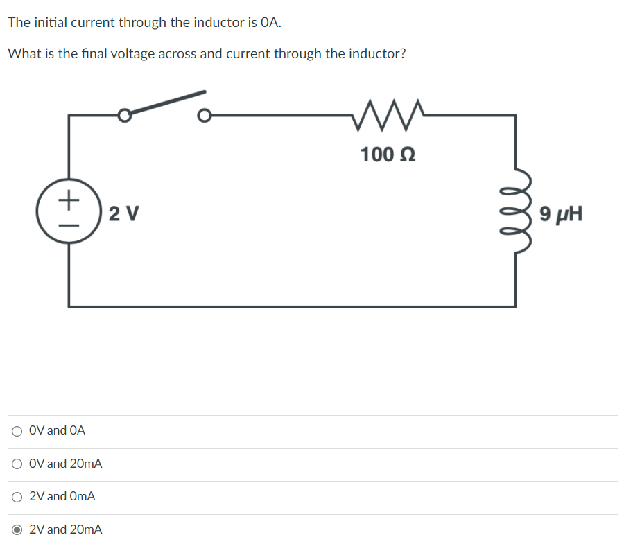 Solved The initial current through the inductor is OA. What | Chegg.com