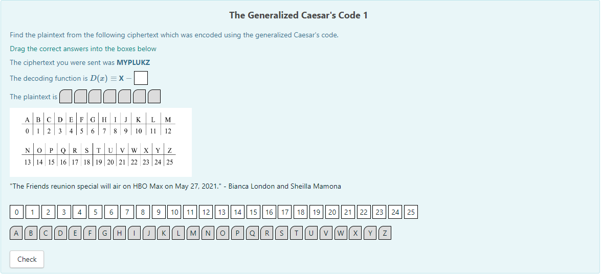 Solved The Generalized Caesar's Code 1 Find the plaintext | Chegg.com