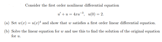 Solved Consider the first order nonlinear differential | Chegg.com