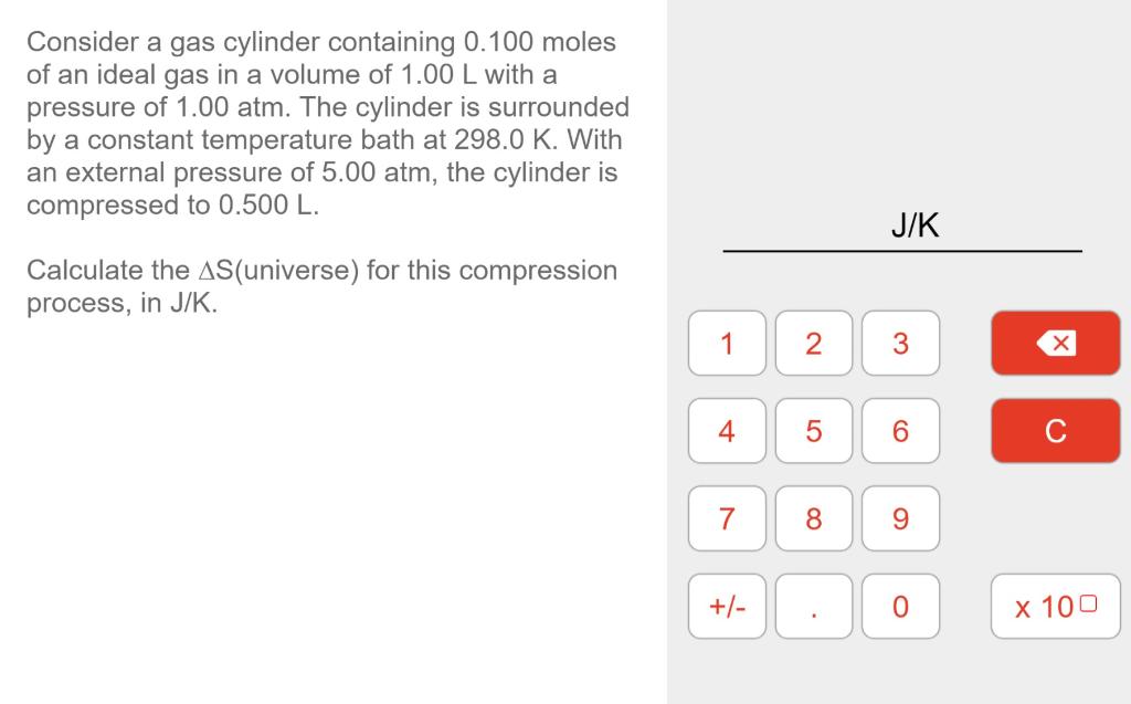 Solved Consider A Gas Cylinder Containing 0.100 Moles Of An 