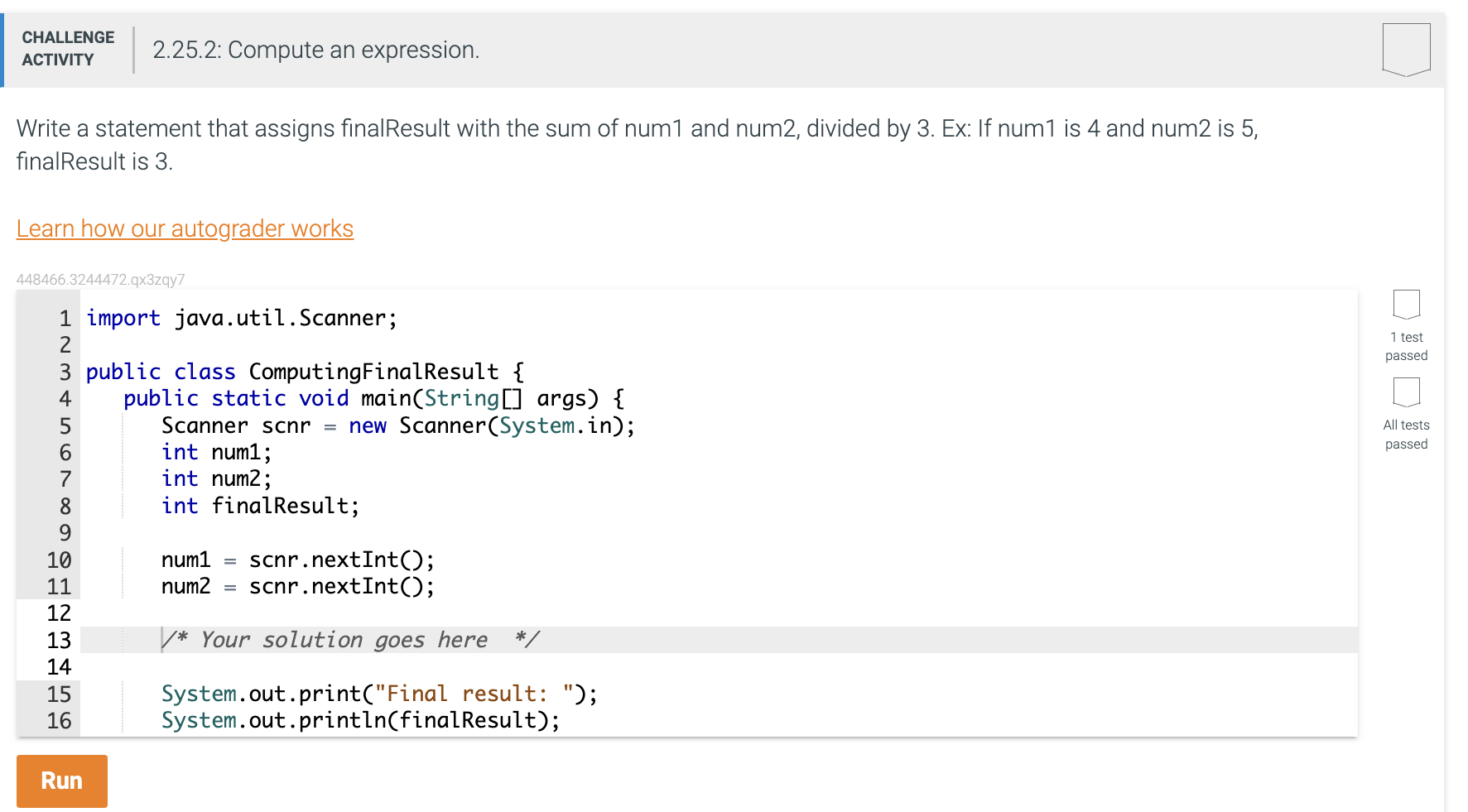 Solved 2.25.2: Compute an expression. Write a statement that | Chegg.com