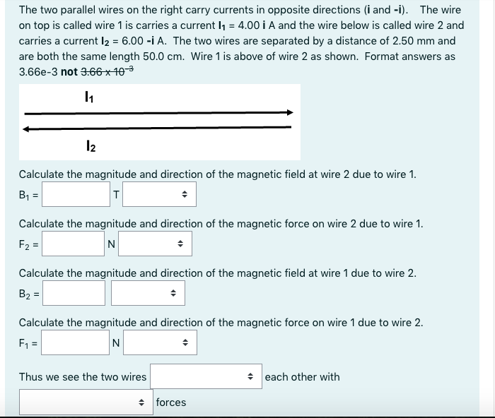 Solved The two parallel wires on the right carry currents in | Chegg.com