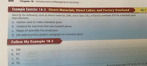 Solved Chapter 18 Introduction to Managerial Accounting Obj. | Chegg.com