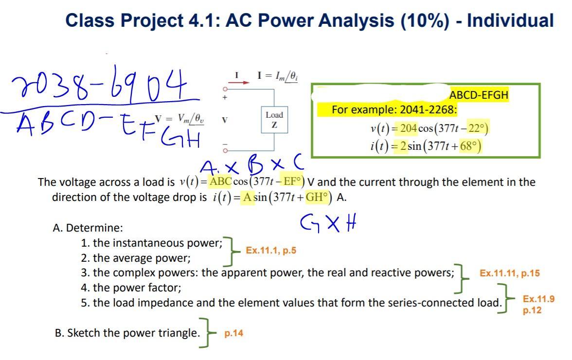Solved Class Project 4.1: AC Power Analysis (10%) - | Chegg.com