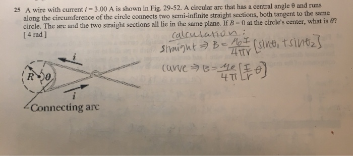 Solved 25 A wire with current i = 3.00 A is shown in Fig. | Chegg.com