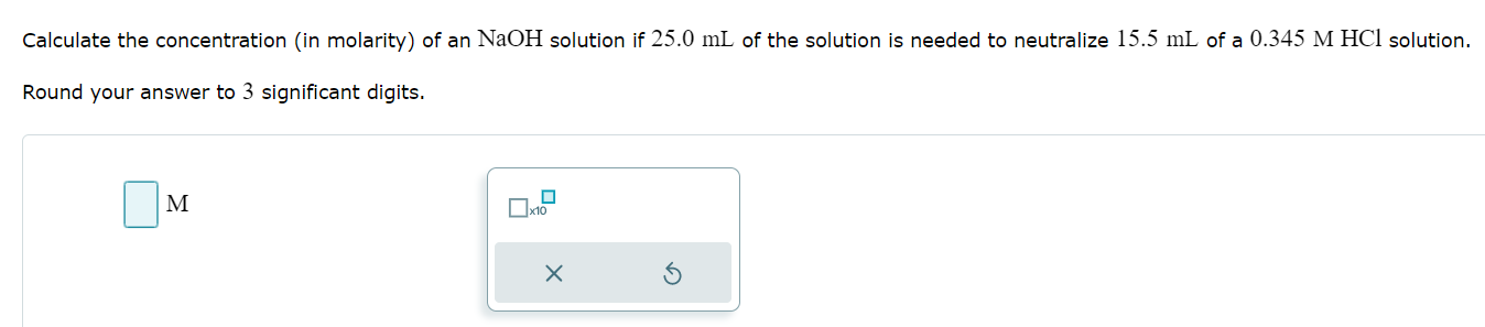 Solved Calculate the concentration (in molarity) of an NaOH | Chegg.com