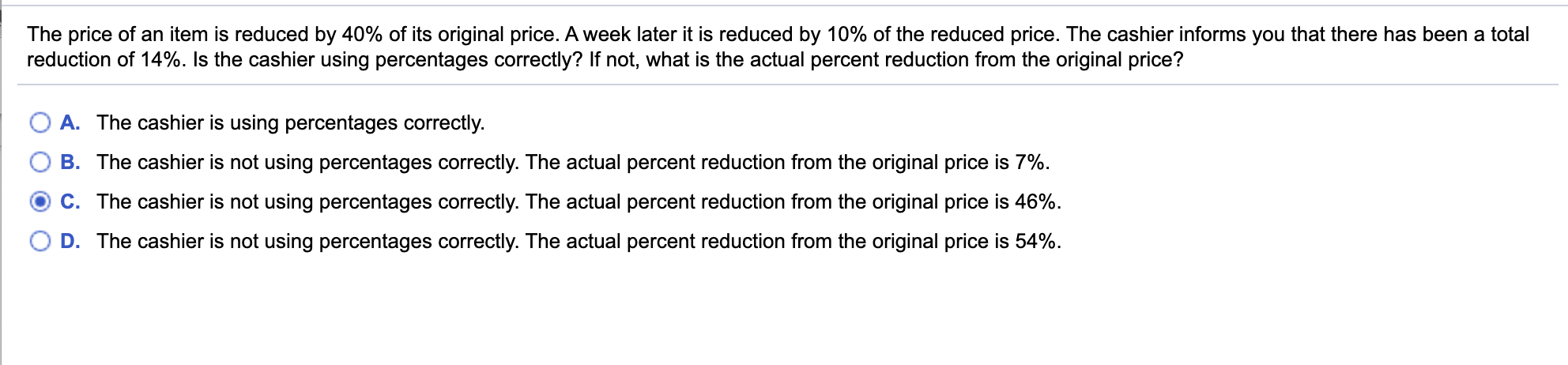 Solved The price of an item is reduced by 40% of its | Chegg.com