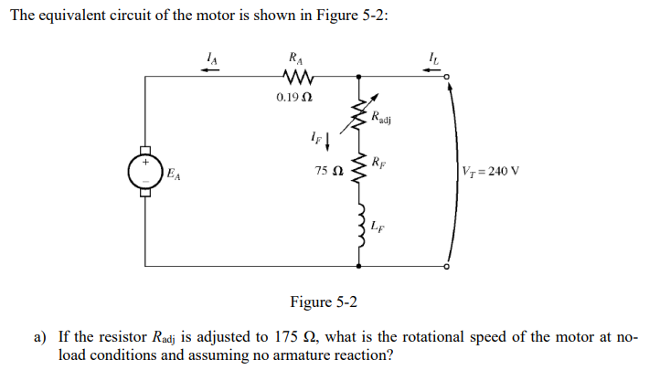 The equivalent circuit of the motor is shown in | Chegg.com