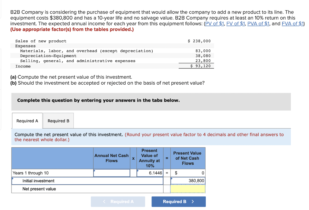 Solved B2B Company is considering the purchase of equipment