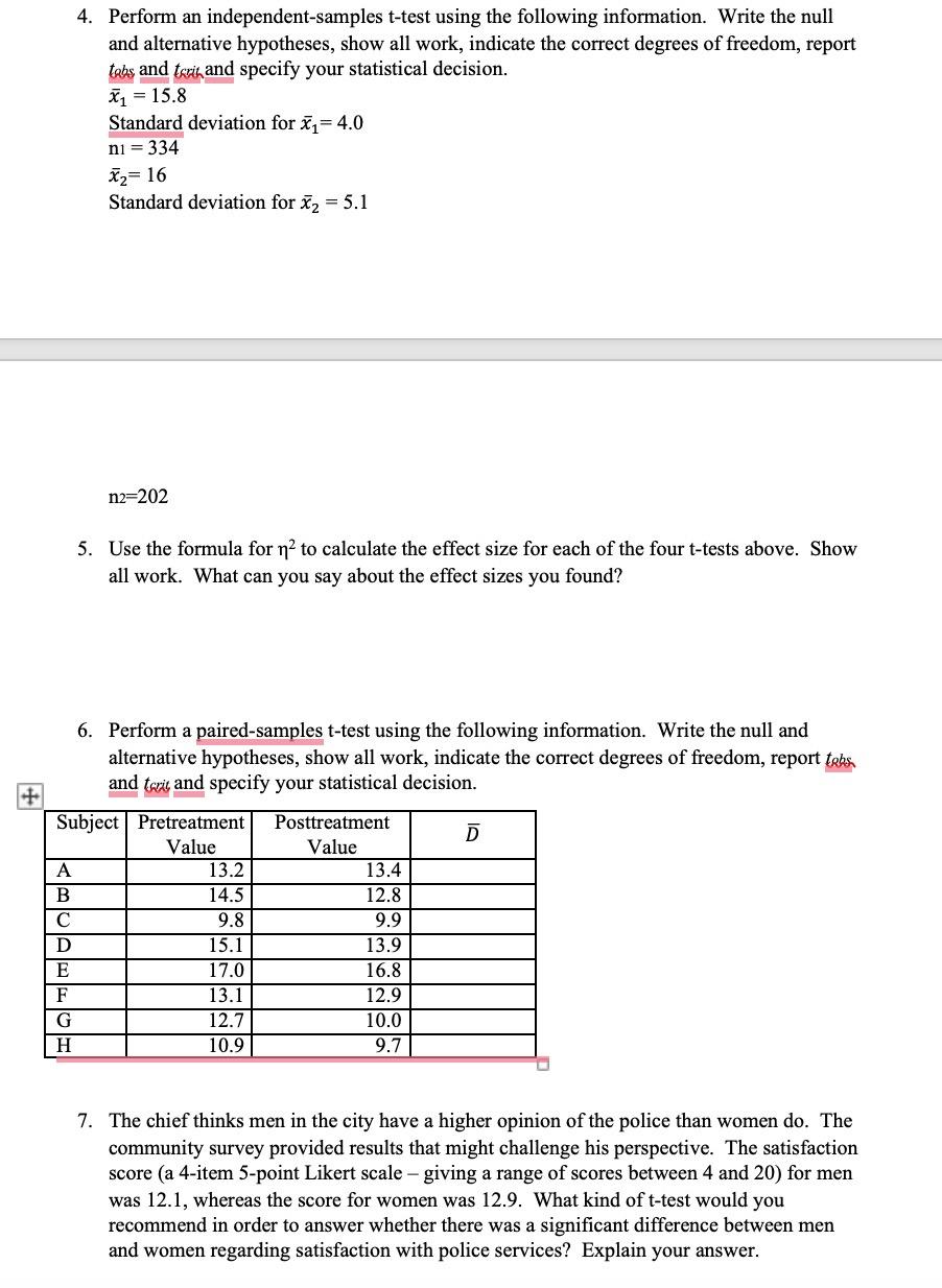 Solved 1. Perform A Single-sample T-test Using The Following 