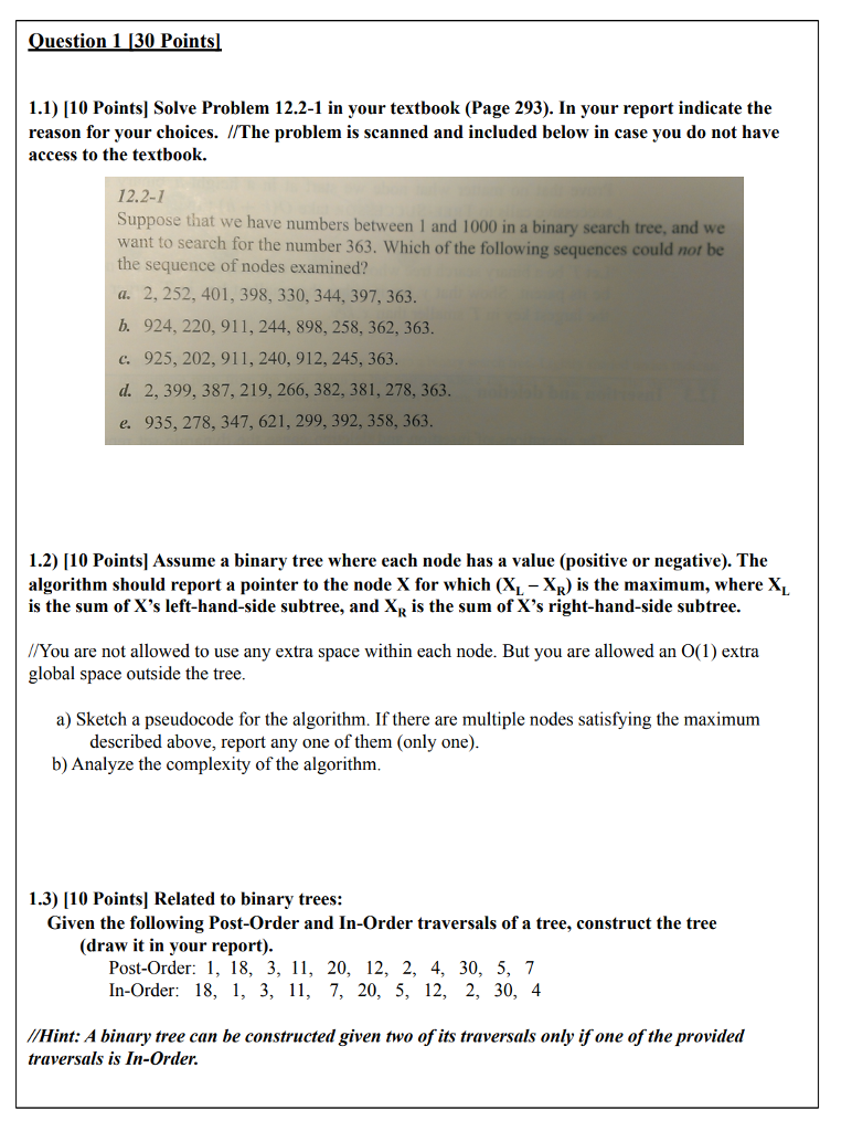 Solved uestion 1 130 Points 1.1) [10 Points] Solve Problem | Chegg.com