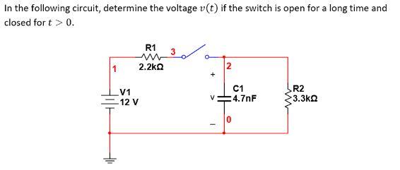 Solved In the following circuit, determine the voltage v(t) | Chegg.com