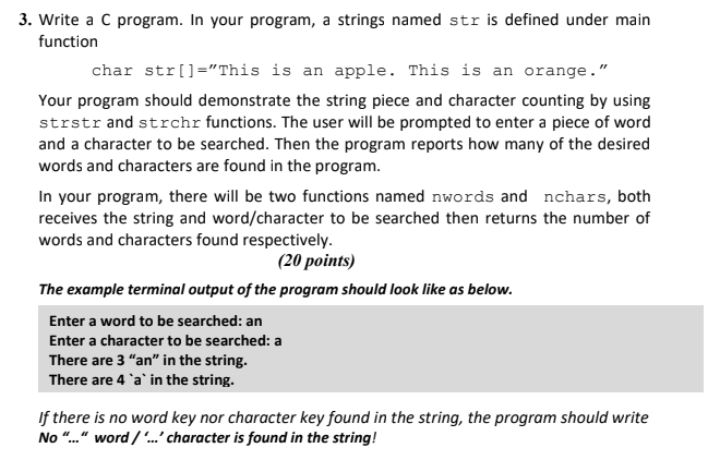 Solved 3. Write a C program. In your program, a strings | Chegg.com