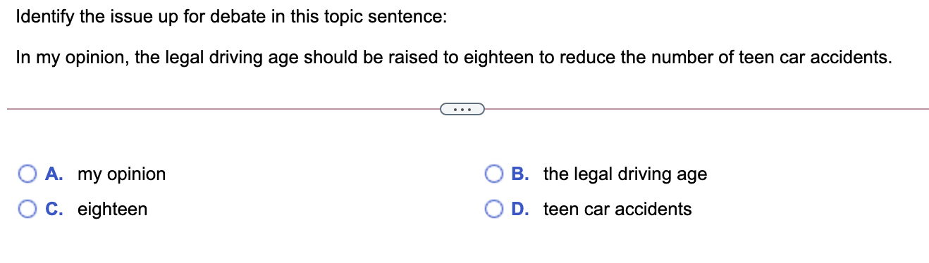 Solved Identify the issue up for debate in this topic | Chegg.com