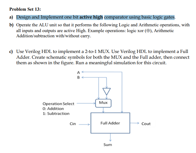 Solved Problem Set 13: a) Design and Implement one bit | Chegg.com