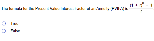 Solved The Formula For The Present Value Interest Factor Of | Chegg.com