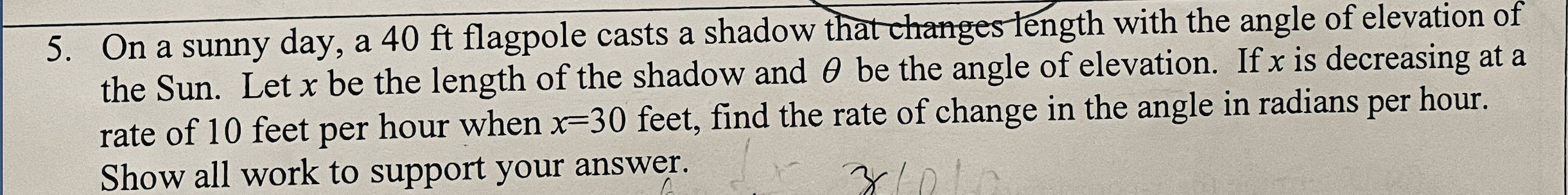 Solved 5. On a sunny day, a 40 ft flagpole casts a shadow | Chegg.com