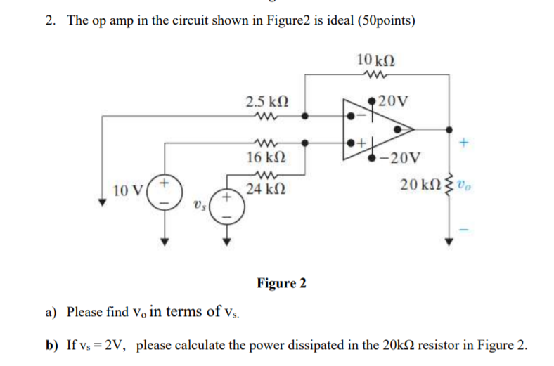 Solved 2. The op amp in the circuit shown in Figure2 is | Chegg.com