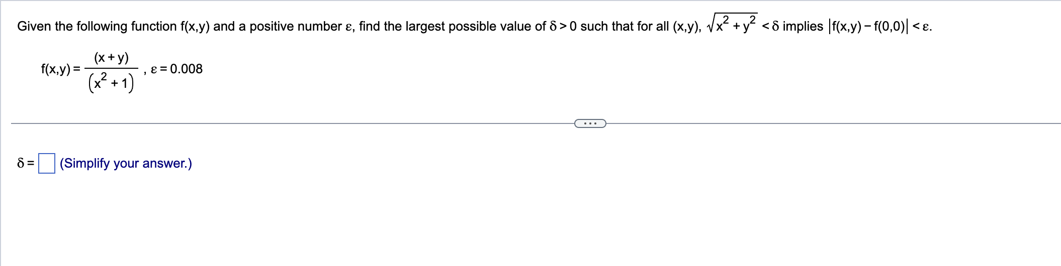 Given the following function f(x,y) and a positive | Chegg.com