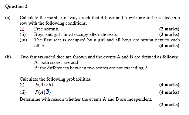 Solved Question 2 (a) Calculate the number of ways such that | Chegg.com