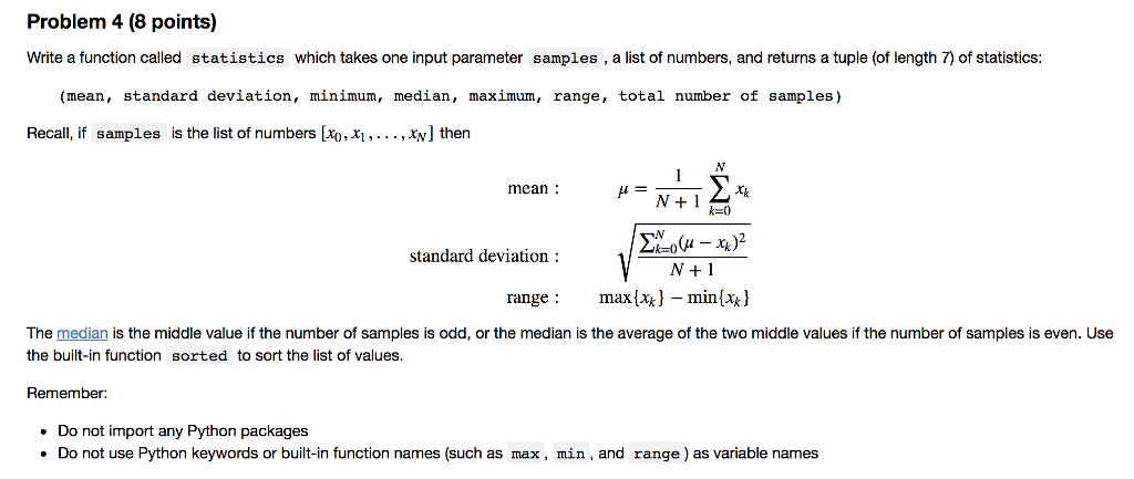 Solved Problem 4 (8 points) Write a function called | Chegg.com
