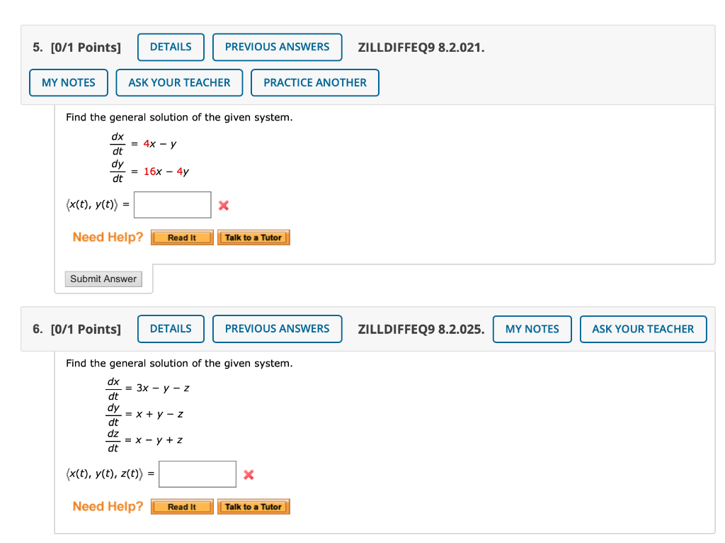 Solved 5. [0/1 Points] DETAILS PREVIOUS ANSWERS ZILLDIFFEQ9 | Chegg.com