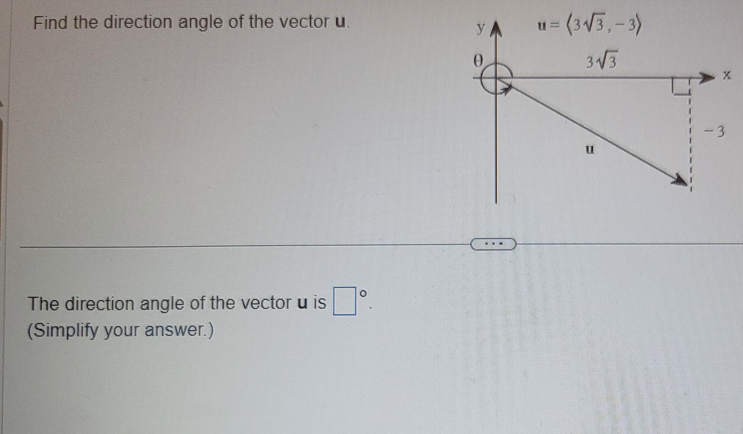 Solved Find the direction angle of the vector u.The | Chegg.com