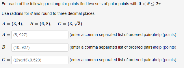 Solved For each of the following rectangular points find two | Chegg.com