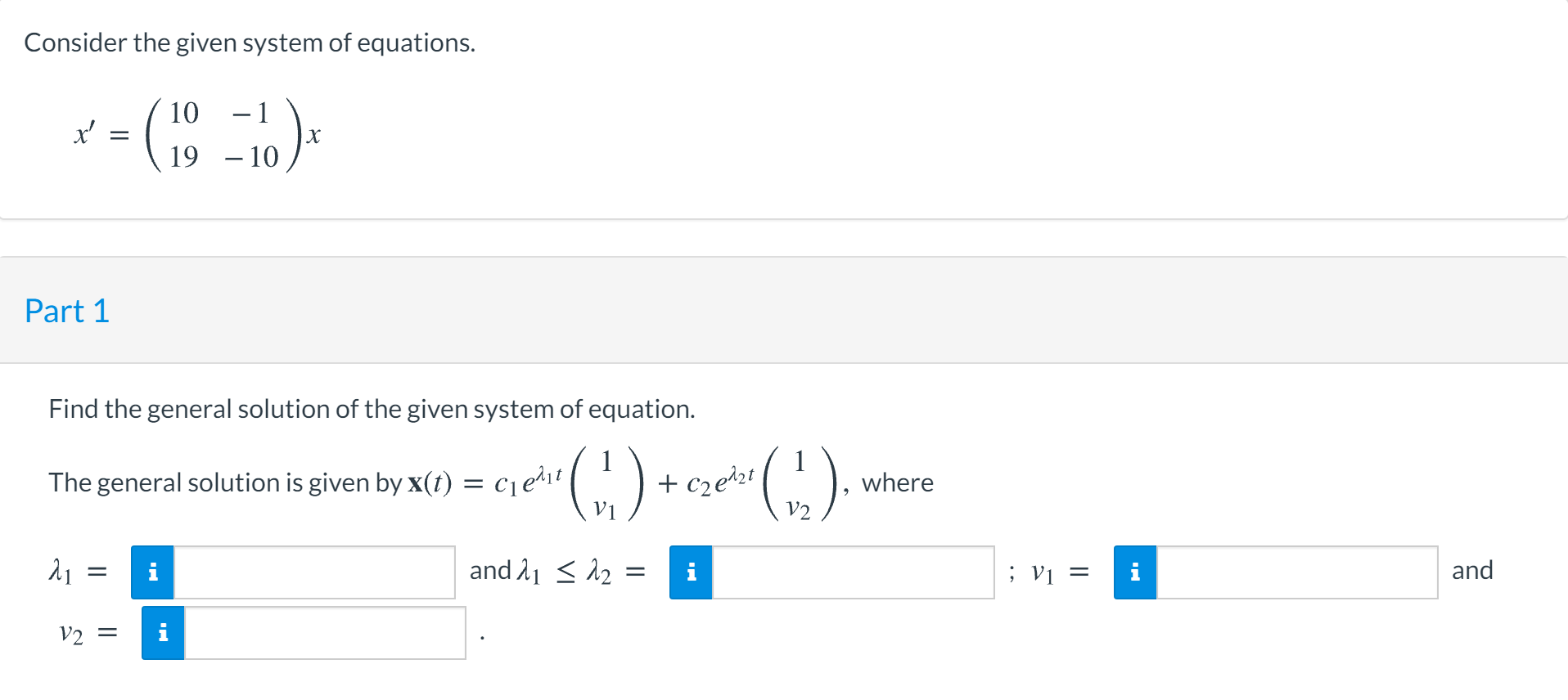 Solved Consider the given system of equations. x x = ( 19 ) | Chegg.com